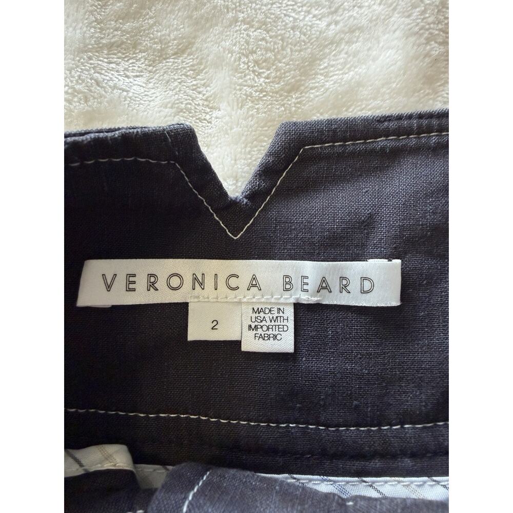 Veronica Beard Sz 2 Shorts Alicia Linen Blend High Rise Pleated Dark Navy $348 - Picture 12 of 16